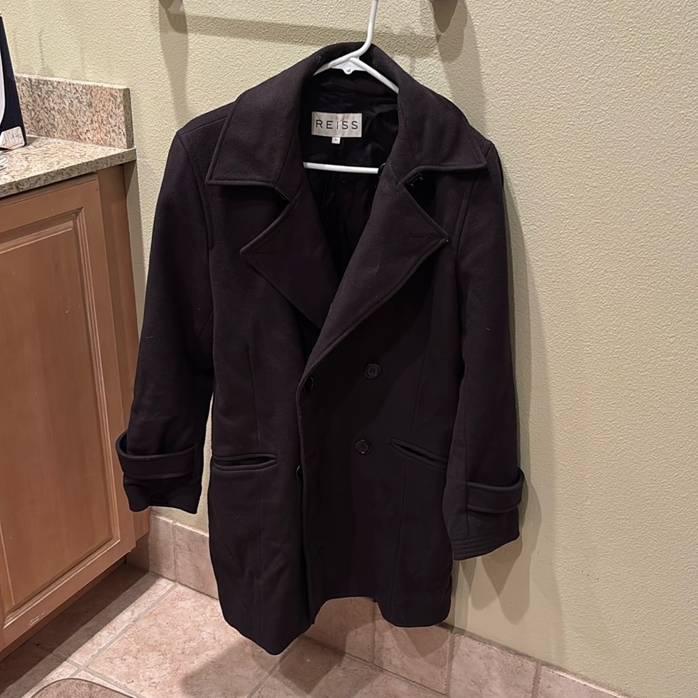 Reiss womans black wool trench coat